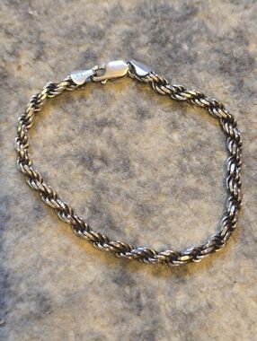 Sterling Rope Chain Bracelet in Silver Tone